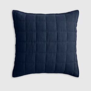Quince European Linen Box Quilted Euro Sham Navy EUC